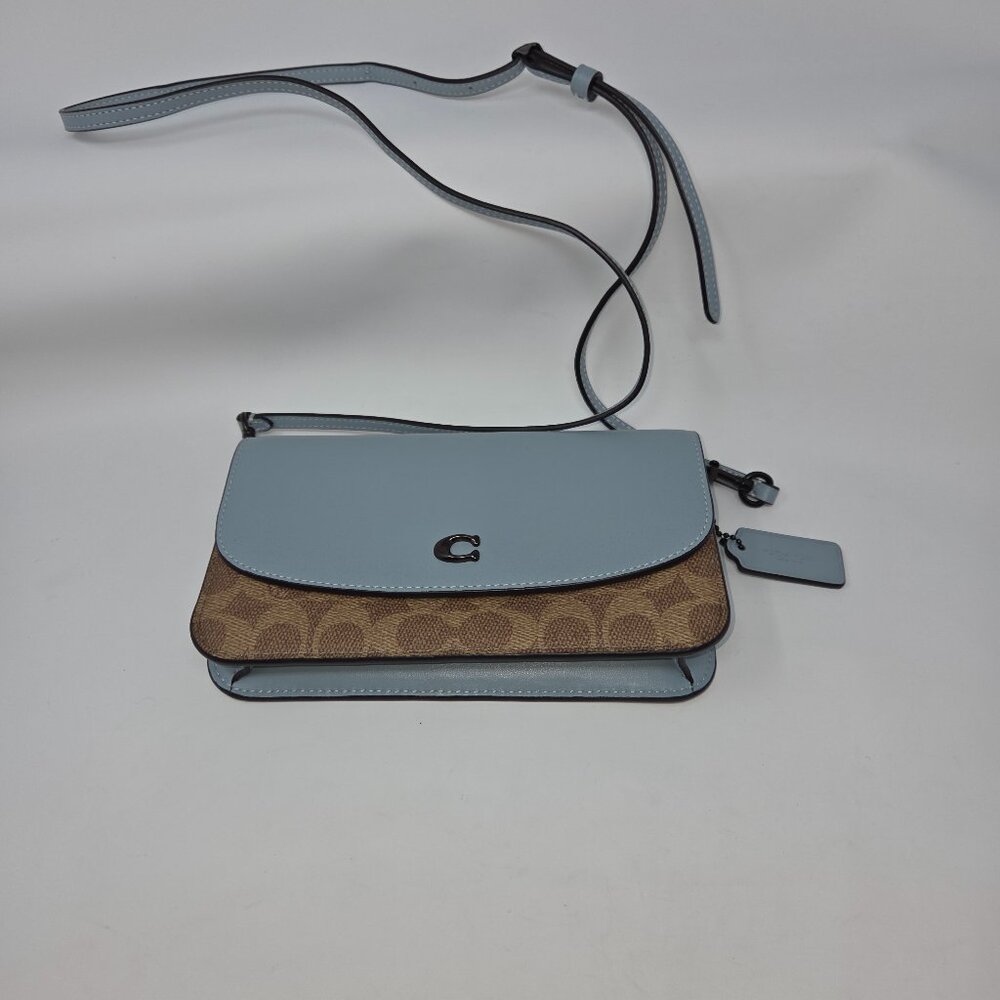 Coach Hayden Crossbody in Blue Leather and Brown Signature Canvas, NWOT